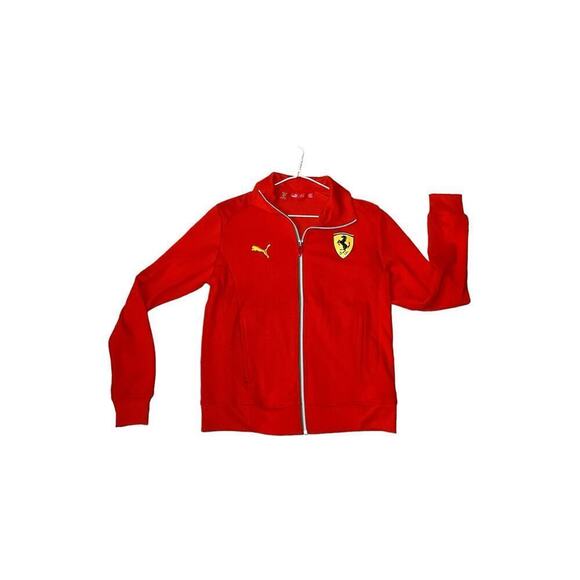 Puma Ferrari Zip Up Jacket Men's Small Red Polyester Graphic Print Fleece Lined - Picture 5 of 7